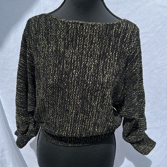 VTG Vivanti Sweater Black Gold Dolman Sleeve Women’s Size Large L - Picture 1 of 6